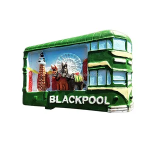 Goedkope Britse Reisbus Handgemaakte Blackpool Souvenir 3d Hars Koelkast Koelkast Magneten