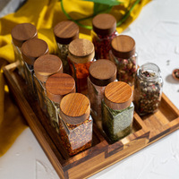 Bocaux à épices en verre de 100 ml et 120 ml avec couvercle à vis en bois et en bambou pour le stockage des épices et du poivre