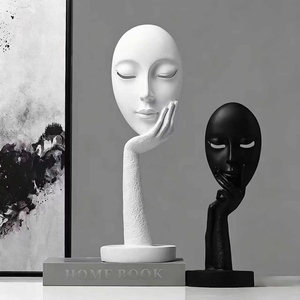 Nordic Creative Abstract Black and White Art Facial Mask Ornament Beauty Salon Decoration Figure Sculpture Crafts - Product Image 5
