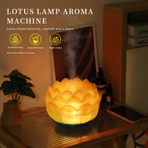Đèn hoa sen khuếch tán hương thơm siêu âm độ ẩm không khí tinh dầu khuếch tán hương liệu Máy công suất lớn 500 ml Công suất - Product Image 2