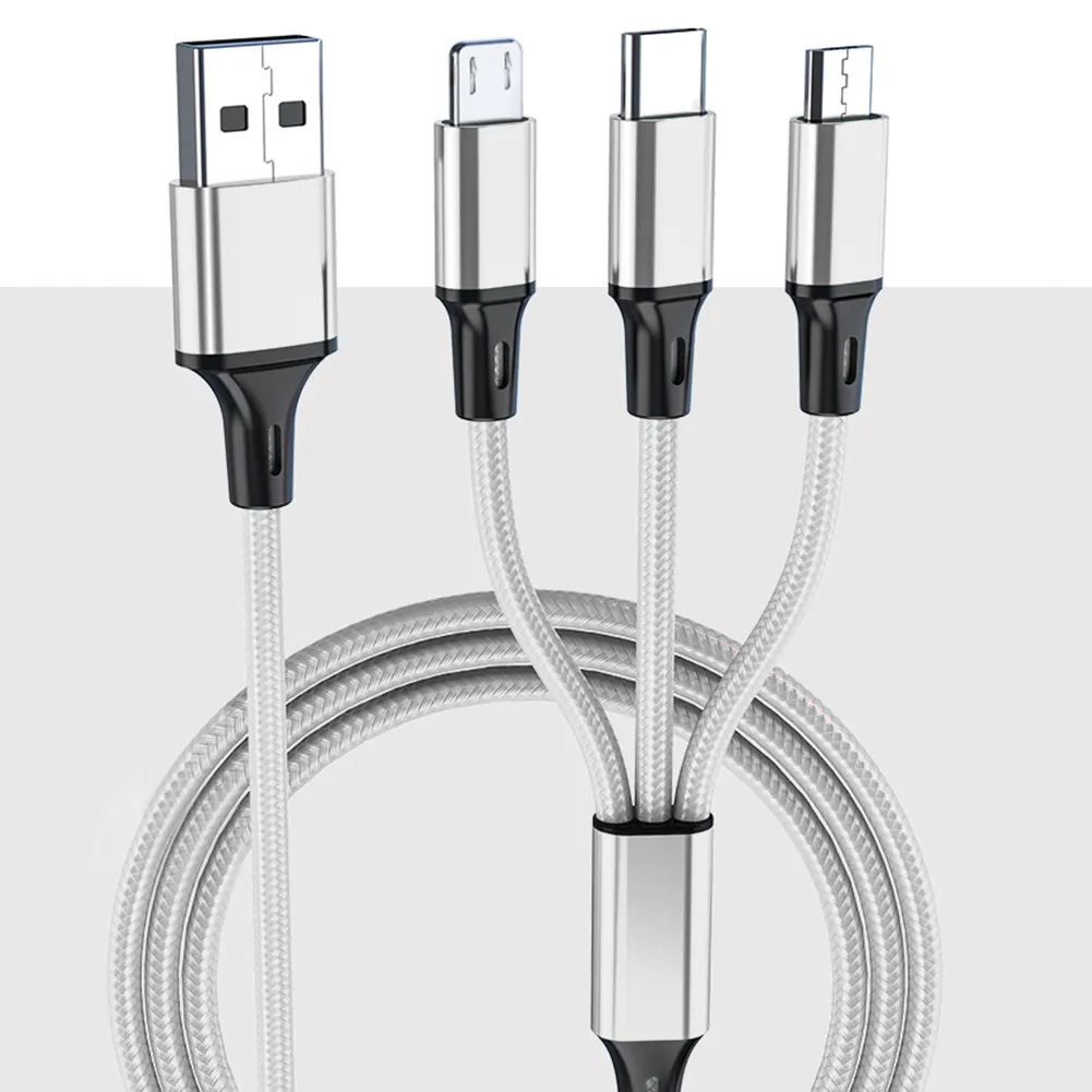 3 in 1 Multi Charging Cable with iOS/Type C/Micro USB Connectors for iPhone, iPad, Huawei, HTC , LG, Samsung Galaxy Smartphone