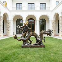 Statue de dragon chinois antique en bronze de grande taille RELONG, sculpture animale en métal pour la décoration de jardin extérieur