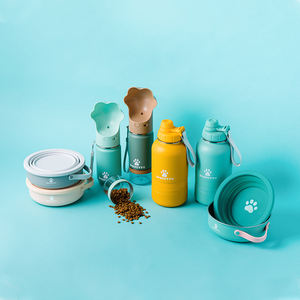 2024 en çok satan 14oz paslanmaz çelik köpek su şişesi Paw kapaklı ve seyahat meraklıları için yiyecek kasesi - Product Image 6