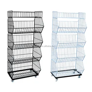 RH-BR600-5 small size rack 600*450*1400mm 5layers 600mm stacking wire baskets display shelf