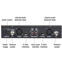 Système de monitoring intra-auriculaire UHF Pro Audio IEM 2 canaux sans fil pour voix et instruments de scène, avec micro-casque dynamique XLR en métal et plastique