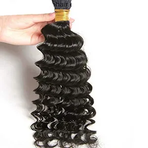 Extensiones de cabello humano brasileño Remy de 16 a 28 pulgadas, cabello ondulado profundo a granel para trenzado sin trama, trenzas de ganchillo