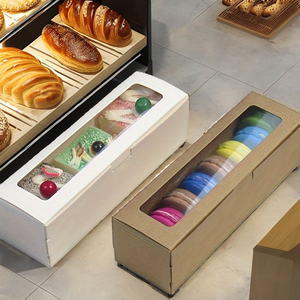 Carpeta de Cartón Kraft con Ventana Transparente de PVC, Reciclable, para Empaque de Pastelería, Pasteles y Macarons, con Cierre Magnético, Venta al Por Mayor - Product Image 2