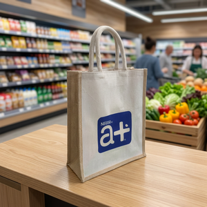 Sac fourre-tout réversible en toile et jute imprimé sur mesure – Sac de courses écologique en toile de jute avec fermeture éclair pour cadeaux et vente au détail - Product Image 3