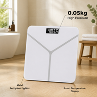 Pèse-personne numérique de salle de bain, plateforme compacte et robuste, pieds antidérapants, miroir en verre, affichage LED, grande capacité