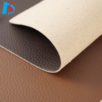 Tissu en cuir synthétique PU à grain fin bleu clair mat pour meubles, canapé, chaise