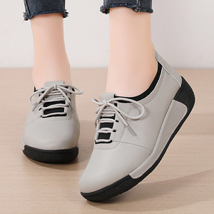Chaussures compensées épaisses en éponge pour femmes, baskets décontractées en PU souple à lacets, antidérapantes pour le quotidien, le travail et l'extérieur - Product Image 3