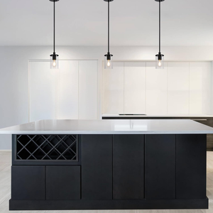 <span class=keywords><strong>2025</strong></span> đương đại trong nhà màu đen sắt nhà bếp Mặt dây chuyền đèn Trần Hiện Đại treo ánh sáng lịch thi đấu Led thủy tinh chiếu sáng Mặt dây chuyền - Product Image 1