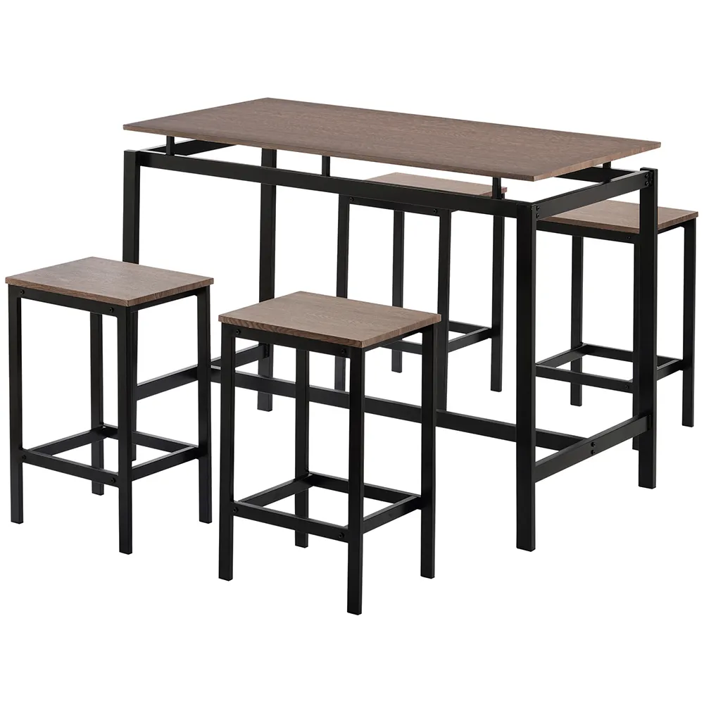 Eenvoudige Spaanplaat Eetkamer Set Dinging Set 1 Tafel En 4 Stoelen Met Metalen Huismeubilair Ijzer Aangepast Logo Modern