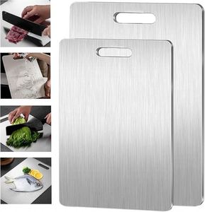 Planche à découper double face carrée durable en acier inoxydable 304 de qualité alimentaire pour la viande, les fruits, les légumes, la cuisine - Product Image 1