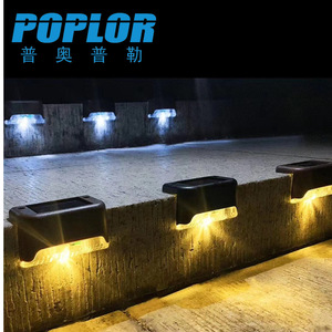 Poplor Solar Step Light Led Wall <b>Mount</b> Outdoor Garden Waterproof With <b>Battery</b> 2 Year Warranty - Product Image 1