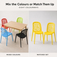 Chaise de salle à manger nordique en plastique, chaise colorée en PP avec dossier ovale creux pour cuisine et maison