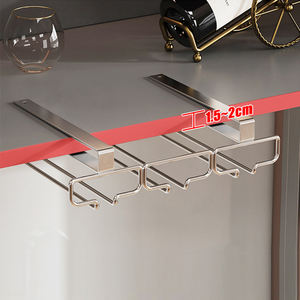 Support mural pour <span class=keywords><strong>verres</strong></span> à vin rouge, sans perforation, pour <span class=keywords><strong>verres</strong></span> à <span class=keywords><strong>pied</strong></span> haut, rangement pour armoire, usage domestique, en acier au carbone, résistant à la rouille, facile à installer - Product Image 4