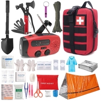 Kit de survie compact tactique d'urgence en gros, sac de survie rouge avec ensemble multifonctionnel pour le camping en plein air