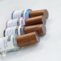 Flacon de parfum vide en verre 10 ml avec pulvérisateur à fine brume et capuchon effet bois pour parfum et cosmétiques, avec logo personnalisable