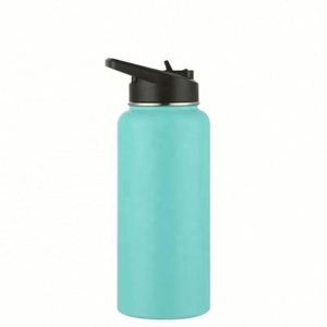 Bouteille d'eau isotherme à double paroi en acier inoxydable de 32 oz/1000 ml avec couvercle en plastique pour le camping - Écologique, maintient la température de 12 à 24 heures - Product Image 1