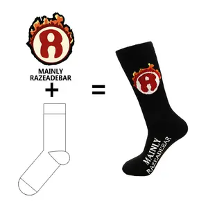 Custom Men'S Branded Knitted Cotton Sports Socks Unisex Character Design Basketball Football Grip Athletic Sock Manufacturer
