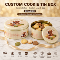 Scatola rotonda personalizzata per biscotti con orsetto e design scozzese color crema per confezioni regalo di caramelle, logo personalizzato OEM ODM