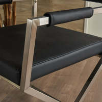Rocklin Mobilier de maison et de chambre à coucher de style minimaliste Fauteuil de réalisateur en acier blanc et cuir reconstitué pour le salon et l'appartement
