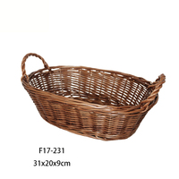 Vente en gros, panier ovale en osier naturel fait main, petit panier de rangement en saule avec poignée