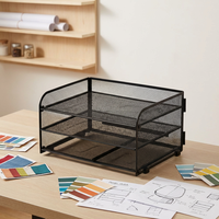 Cesta de Almacenamiento de Escritorio Multinivel Plegable, Organizador de Archivos de Oficina Multifuncional de 3 Niveles Desmontable de Hierro al por Mayor