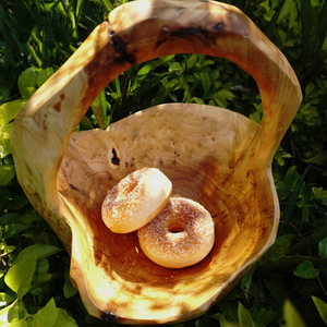 Cesta de frutas tallada en raíz de madera maciza, color natural, pulida a mano, tallado en madera entera para almacenamiento de frutas y verduras - Product Image 2