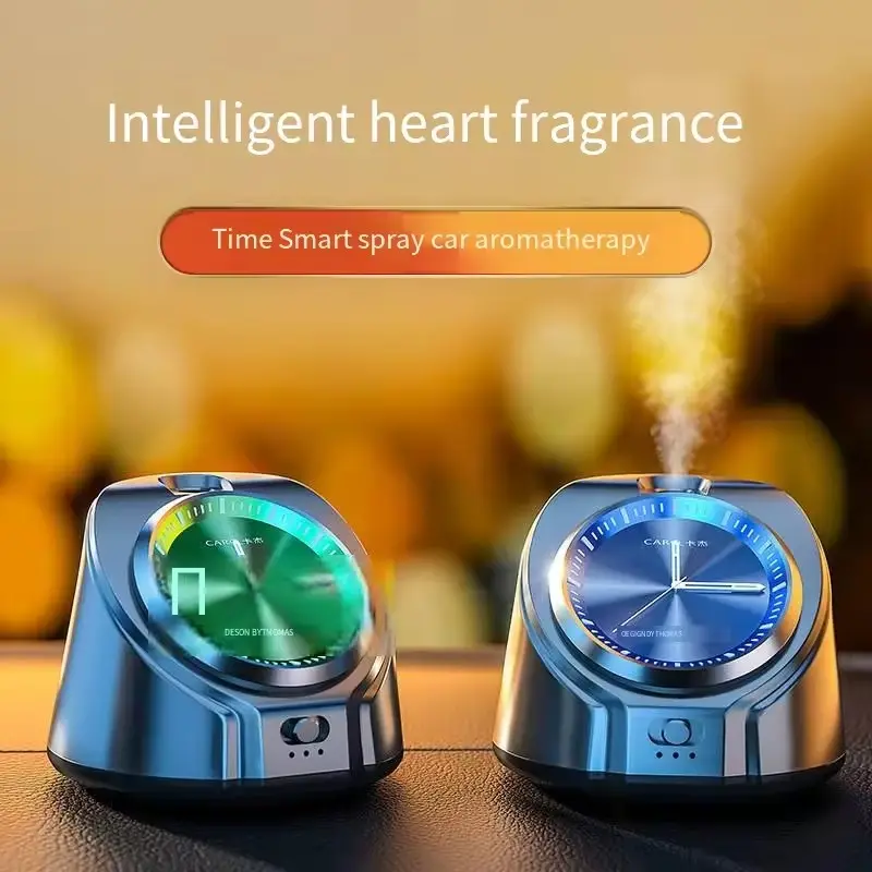 Novo relógio inteligente com sensor de luz para carro, máquina de aromaterapia, ornamento, óleo essencial, difusor de atomização, fragrância leve, ambientador