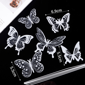 Black And White Butterfly Cake Toppers 3D Hollow Plastic Reusable Birthday Decorations - Product Image 2