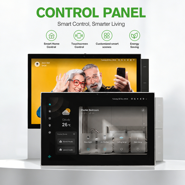 Smart Home Control Panel Tuya WiFi Zigbee 10 Inch Color Display With Temperature Sensor Works With Alexa Google for Smart Home