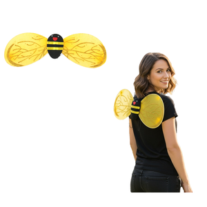 ปีกผึ้งโพลีเอสเตอร์สีเหลืองวิบวับพร้อมลายผึ้งน่ารัก-สำหรับผู้ใหญ่ทุกเพศ เหมาะสำหรับชุดแฟนซีและการแต่งตัวเล่นบทบาทสมมติ - Product Image 1