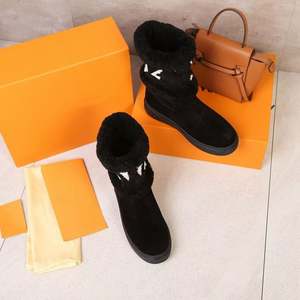 Nouvelles bottes de neige tendance en cuir de vachette de luxe, décontractées, plates, à enfiler, montantes, pour l'hiver - Product Image 2