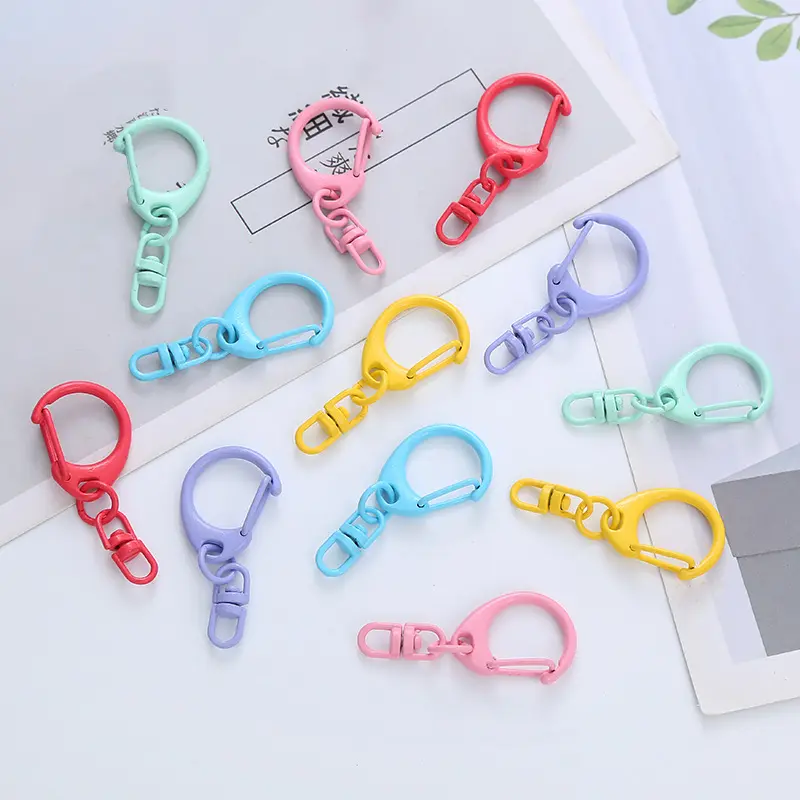 Hot mở nhảy vòng tự làm phụ kiện kim loại vòng chìa khóa kết nối phần cứng Keyring với chuỗi D Snap Móc chia Keychain