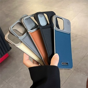 Funda Magnética de Cuero PU sin Marco para iPhone 17 13 14 15 16 Pro Max con Botón Táctil para Cámara y Cubierta Trasera Protectora - Product Image 3