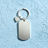 Porte-clés en acier inoxydable sablé Ywyougang, plaque arrondie et breloque cœur vierge pour gravure laser DIY, cadeau