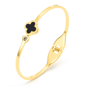 Brazalete de acero inoxidable hipoalergénico chapado en oro de 18K, brazalete de varios diseños, el mejor precio - Product Image 6