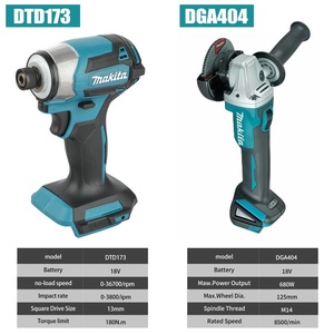 Meuleuse d'angle électrique sans balais <span class=keywords><strong>Makita</strong></span> DGA404 <span class=keywords><strong>18V</strong></span> 125mm et perceuse à percussion DTD173, outil de coupe pour l'entretien automobile - Product Image 2