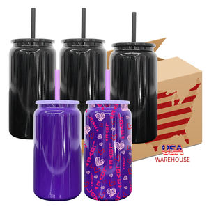 Entrepôt américain Halloween Noir Violet Sublimation Gobelet à double paroi isolé sous vide en acier inoxydable 16oz pour canette de bière - Product Image 1