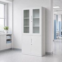 Armoire de classement en acier sécurisée et verrouillable, de qualité commerciale, avec 2 portes vitrées, pour l'école, la clinique, l'archivage et les fournitures