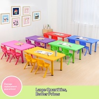 Ensemble de table et chaises rectangulaires en plastique pour enfants, pour 6 personnes, design de dessin animé, tables de jeu pour la maternelle, la garderie