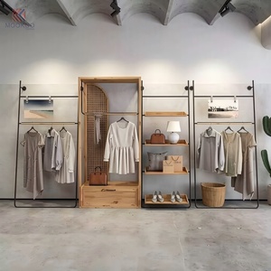 Ensemble <span class=keywords><strong>de</strong></span> présentoirs <span class=keywords><strong>pour</strong></span> magasin <span class=keywords><strong>de</strong></span> vêtements <span class=keywords><strong>de</strong></span> style scandinave, armoire en bois massif avec tiroir, porte-vêtements en métal noir <span class=keywords><strong>pour</strong></span> boutique <span class=keywords><strong>de</strong></span> vêtements <span class=keywords><strong>pour</strong></span> femmes - Product Image 4