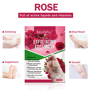 BestNiffes Ultima Novità Maschera per Piedi con Membrana alla Rosa, <span class=keywords><strong>Cura</strong></span> della Pelle, Ammorbidimento, Rimozione Calli, Esfoliante, Idratante - Product Image 2