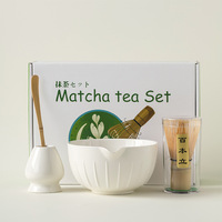 Ensemble de bols à Matcha au design classique de style japonais Brosse à Matcha plate en bambou écologique Fouet en céramique Cérémonie du thé Baibenli Song