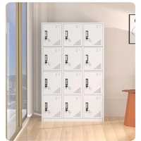 Casier de gym moderne en métal à 12 portes, en acier thermolaqué, verrouillable, réglable, écologique, pour école, hôpital, bibliothèque, chambre