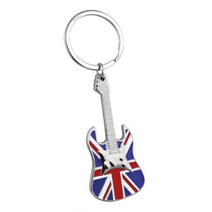 Llavero con Logotipo Personalizado con Guitarra y Reino Unido Abridor de Botellas Metálico con Diseño de Bandera para Hoteles y Negocios - Product Image 1