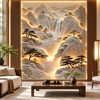 Papier peint mural 3D personnalisé en relief, paysage chinois, cascade de montagne, décoration murale de luxe pour hall d'hôtel, salon