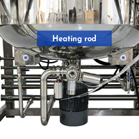 Machine de fabrication entièrement automatique pour le mélange et l'homogénéisation de savon liquide, shampoing, gel capillaire et gel douche, avec chauffage et cuves de mélange